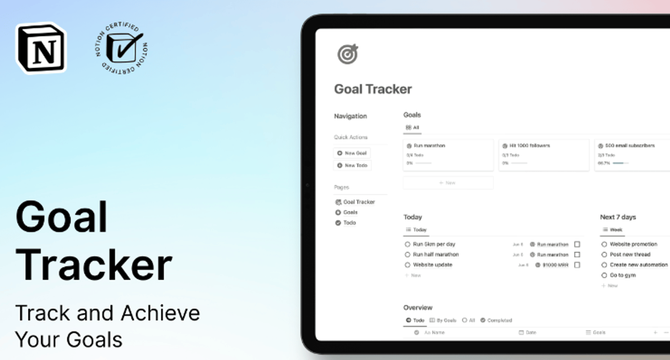 Notion Goal Tracker for Free