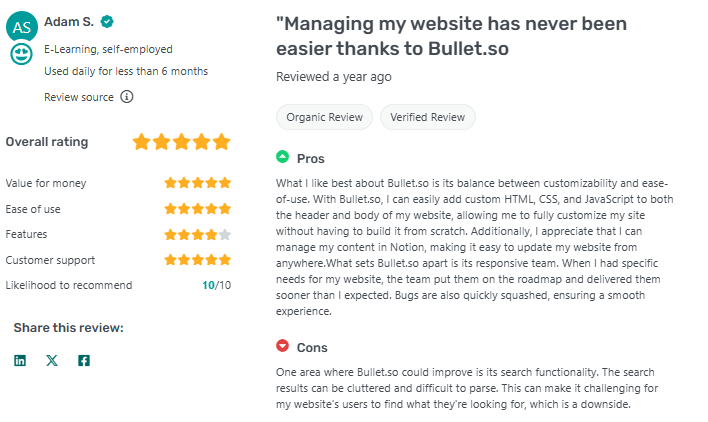 A Review from Bullet users