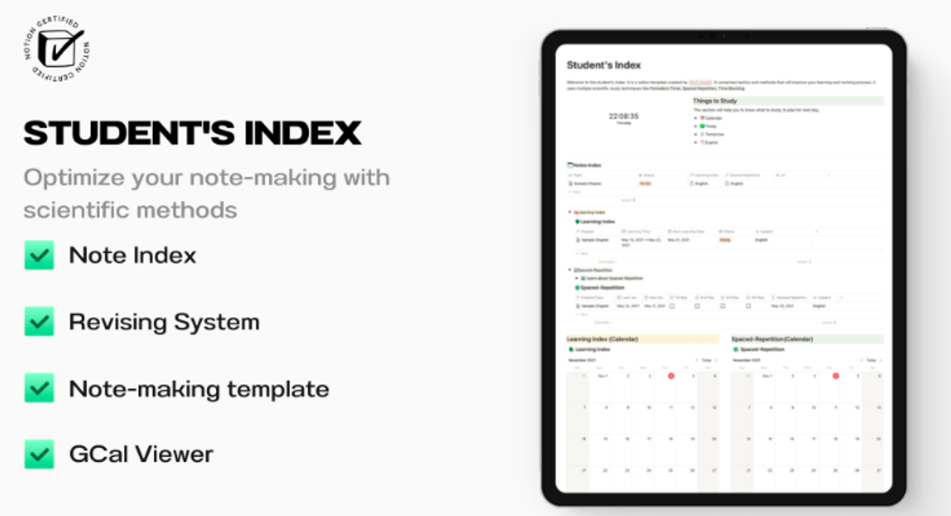 Notion Student's Index