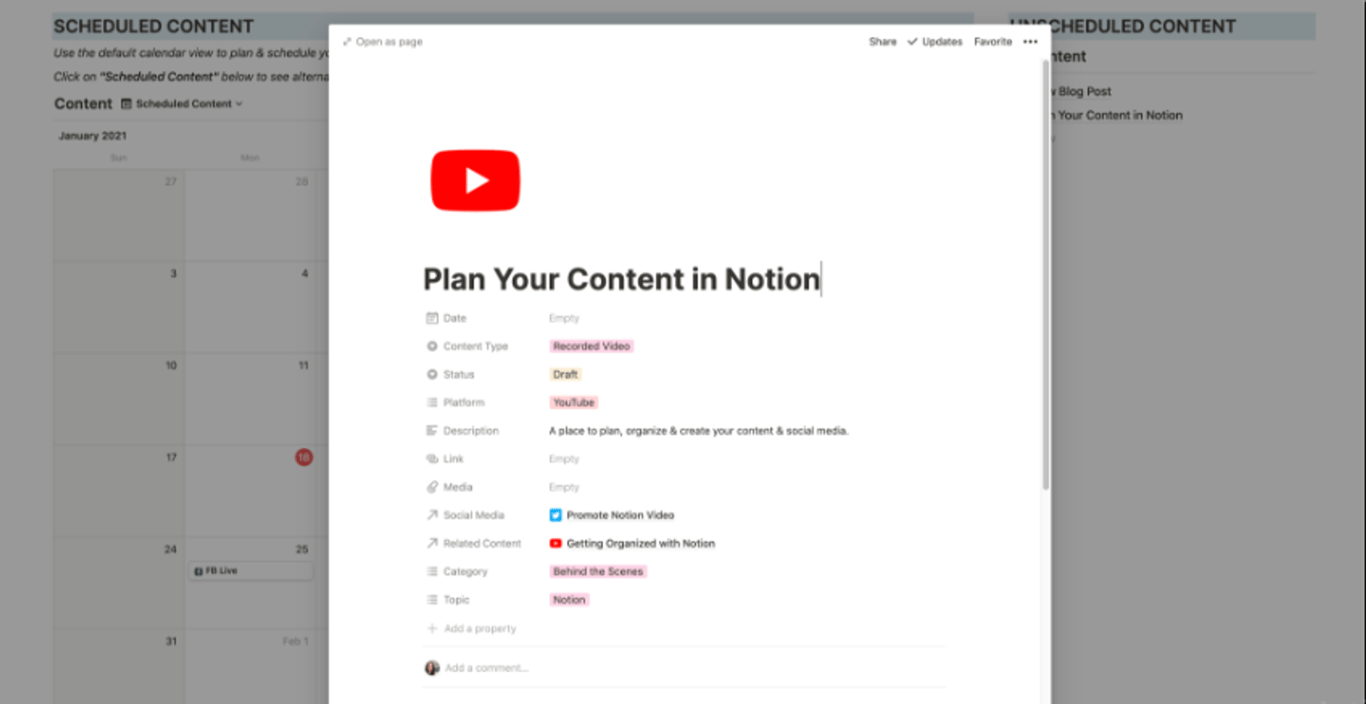 Content Creation Notion Template
