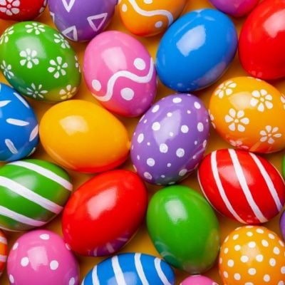 Easter eggs engraved with various patterns