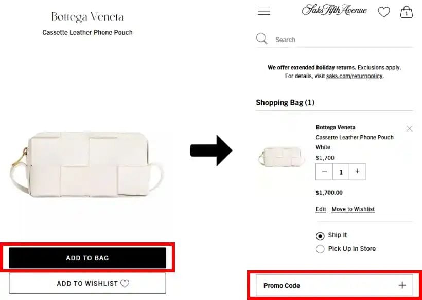 삭스 피프스 애비뉴 할인코드 입력