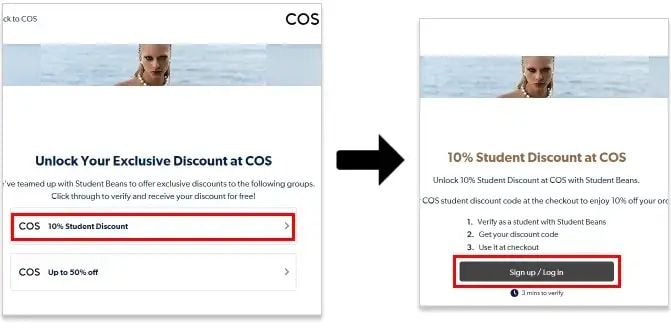 COS 코스 10% 학생 할인 받기