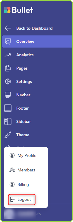 ダッシュボードのlogoutボタン