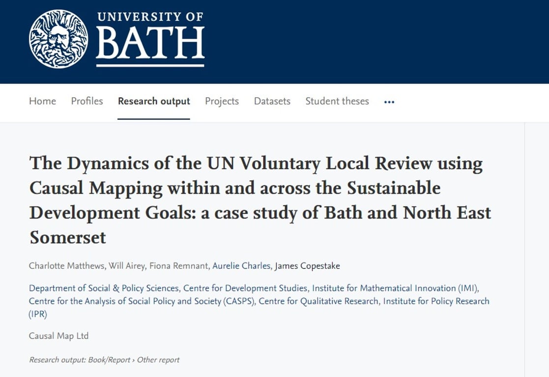 The Dynamics of the UN Voluntary Local Review using Causal Mapping within and across the Sustainable Development Goals: a case study of Bath and North East Somerset