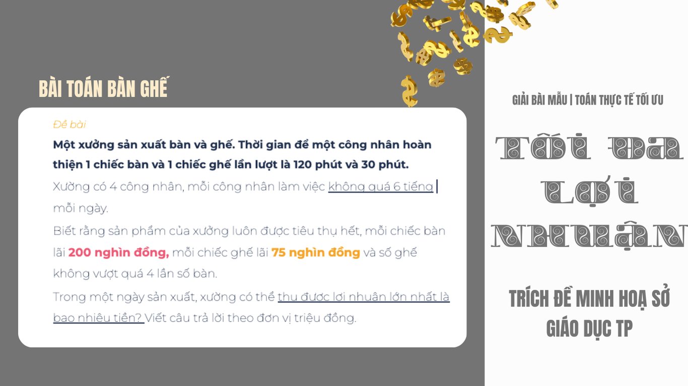 Giải Bài toán tối ưu hóa sản xuất với điều kiện ràng buộc về thời gian và nguyên liệu (bài 2) | Bất đẳng thức | Toán Lớp 9