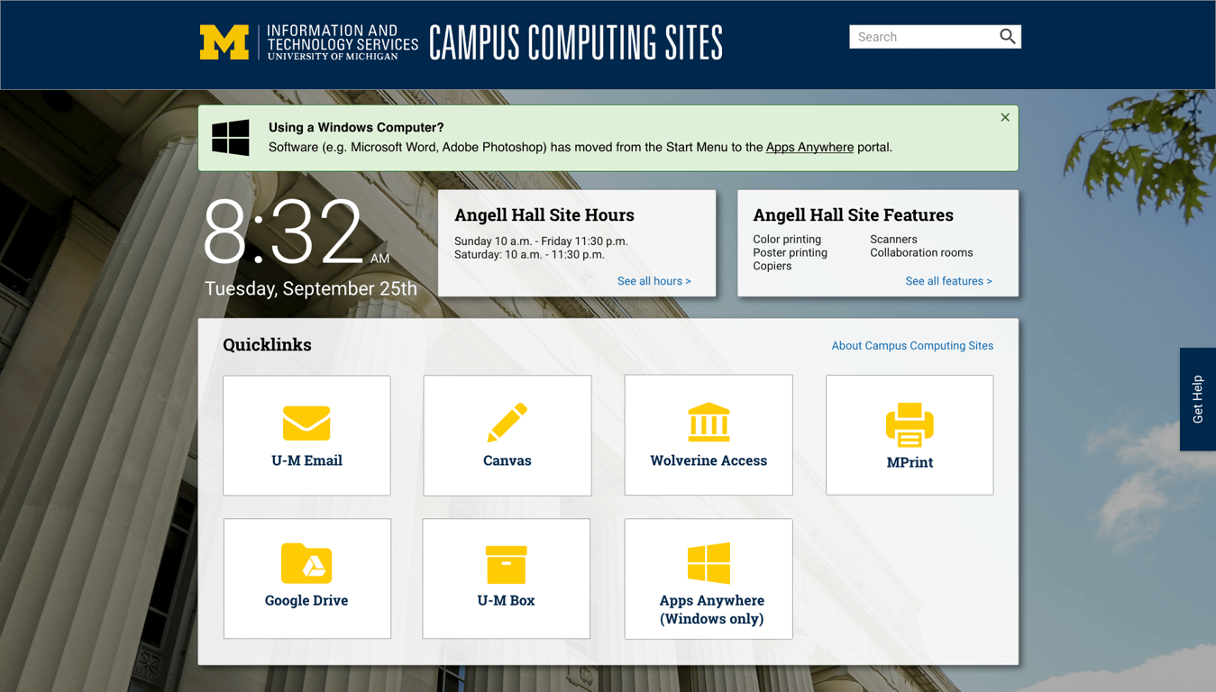Final, redesigned landing page