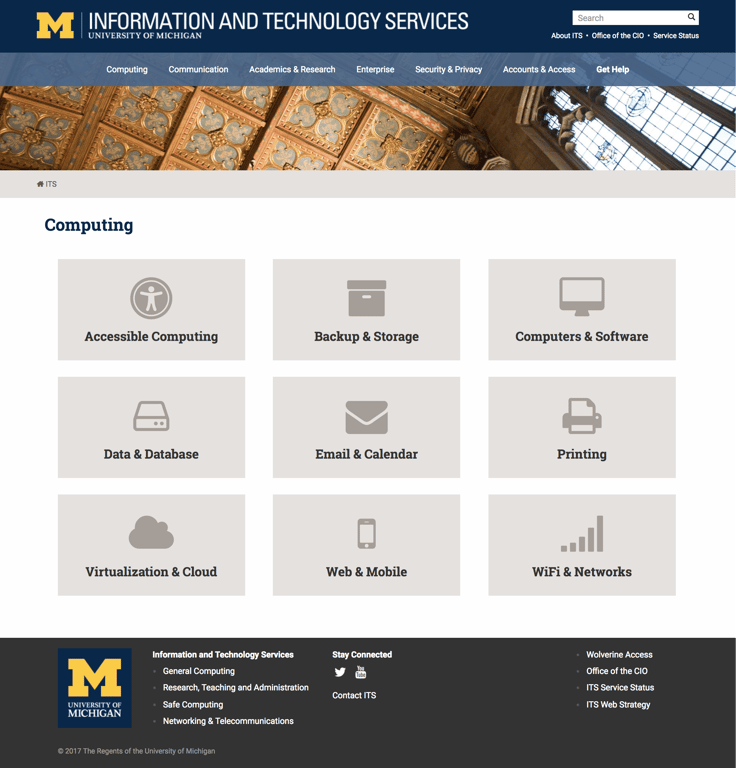 Main ITS site landing page