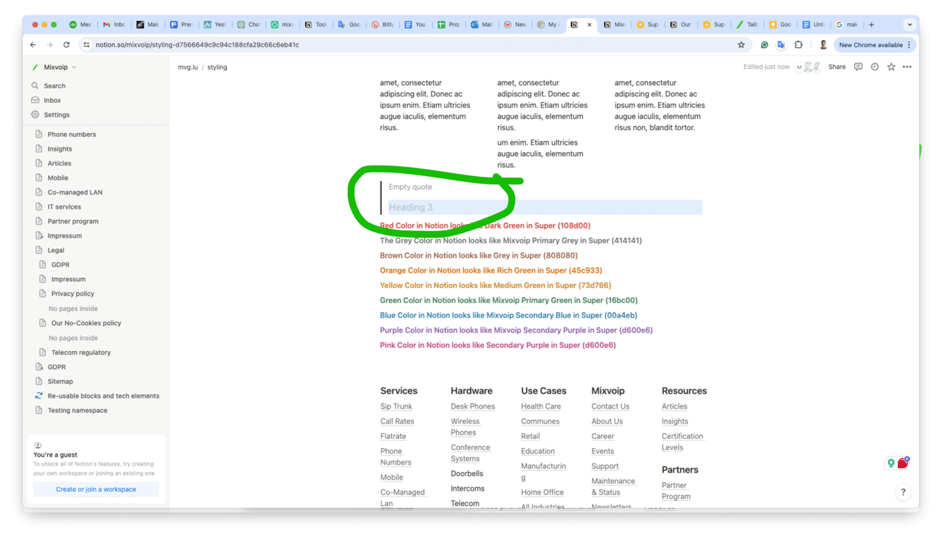 Drag Heading 3 into the Quote