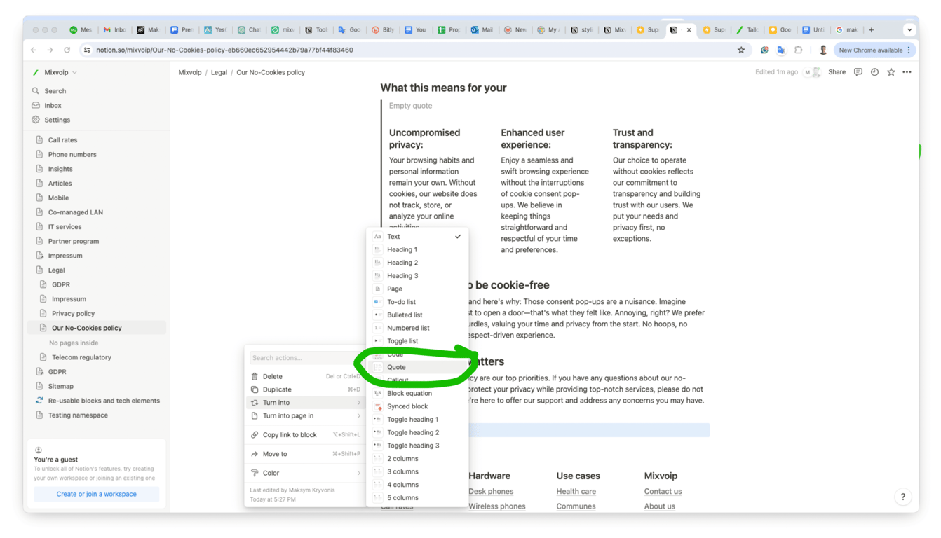 Create the Empty Quote