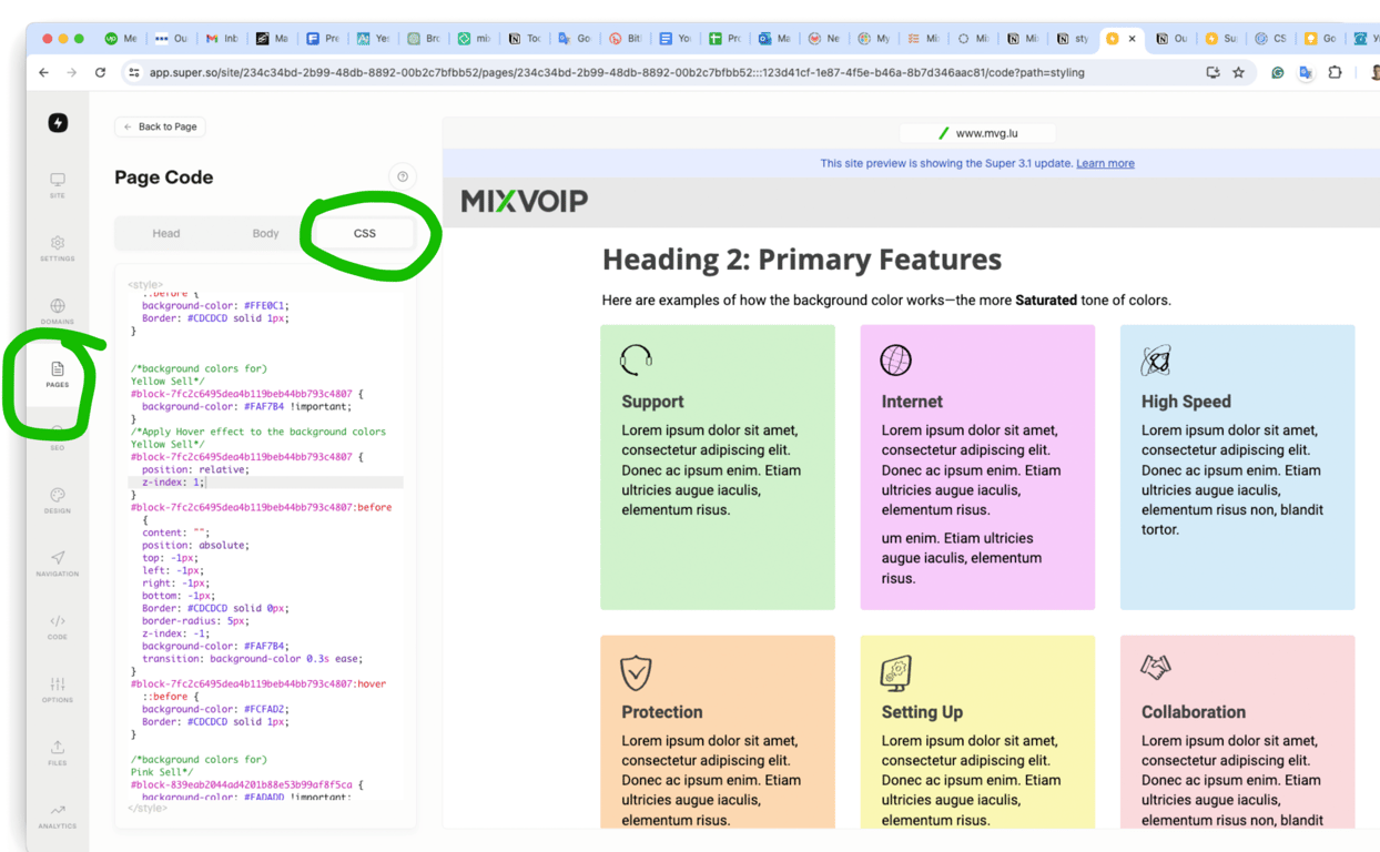 Page-Specific CSS code
