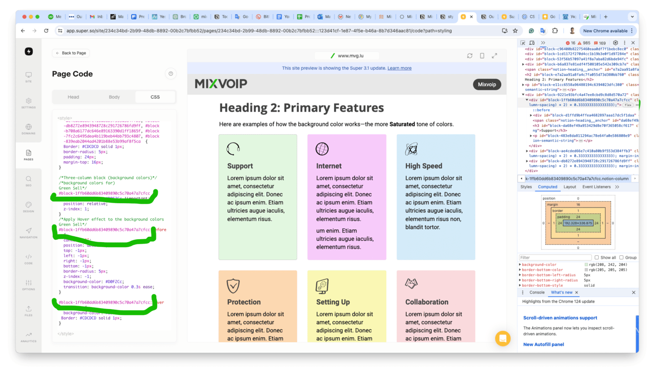 Past ID in the Page-Specific CSS code