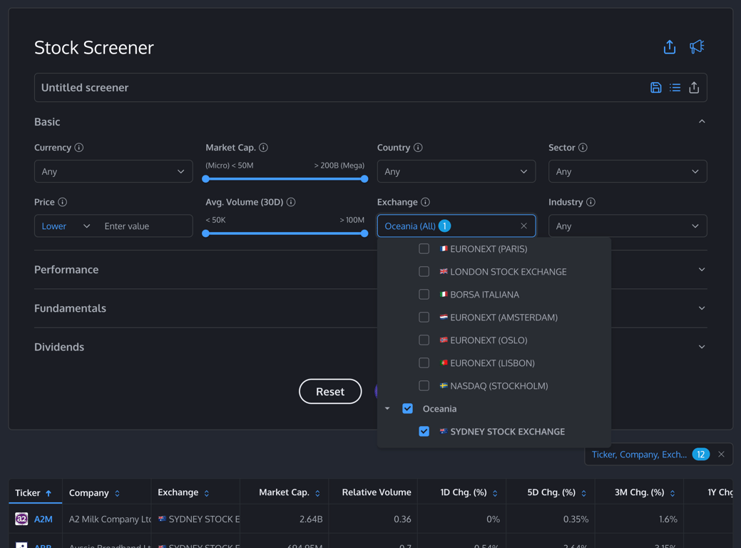 Investorean - ASX in the Stock Screener
