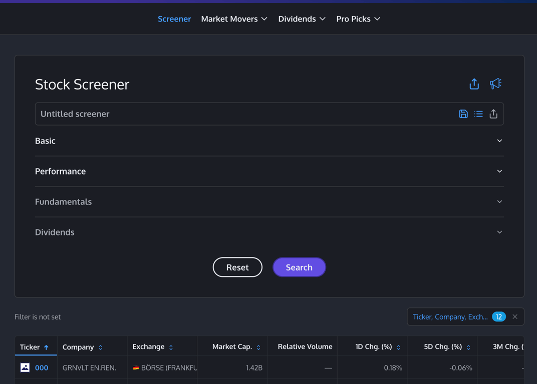 Investorean - Stock Screener