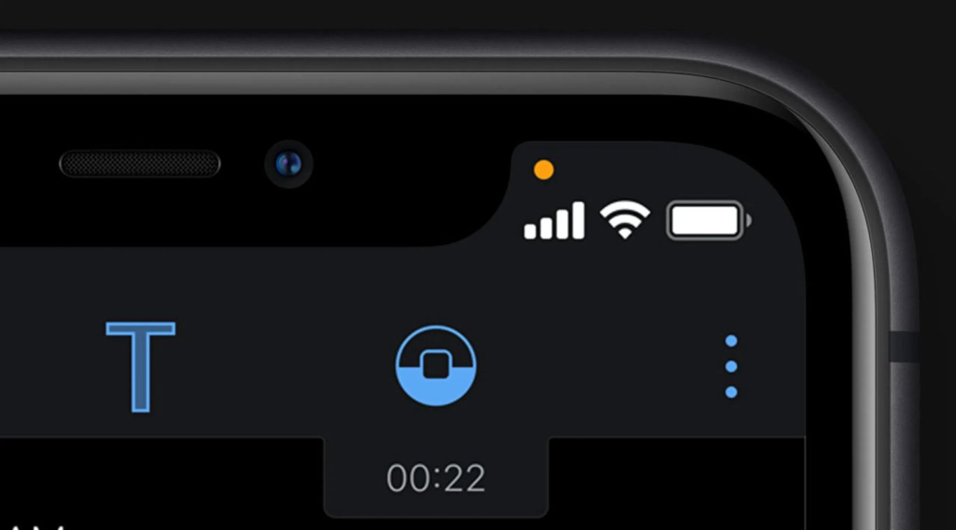 Orange dot shows an active microphone (Source: Apple)