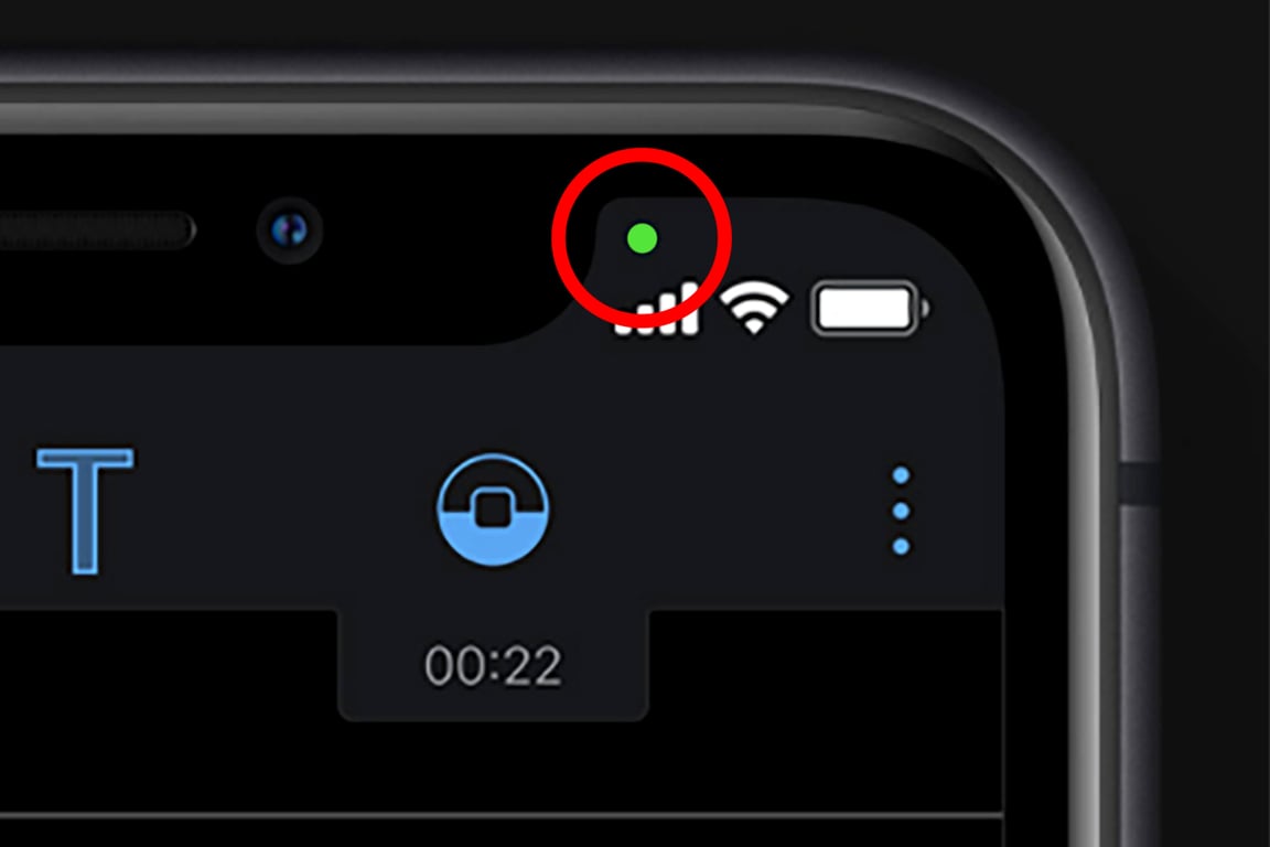 Green dot shows an active camera (Source: Apple)