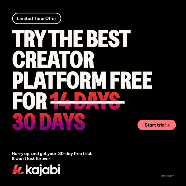 Das neue Kajabi-Logo: Rot statt blau und eine neue Schriftart.