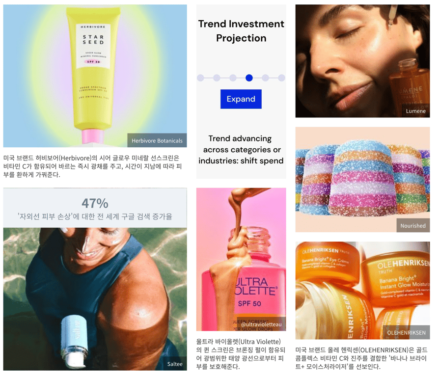 출처: WGSN 리포트 <바이어 브리핑 S/S 25 스킨케어> 중, 하단 브랜드 