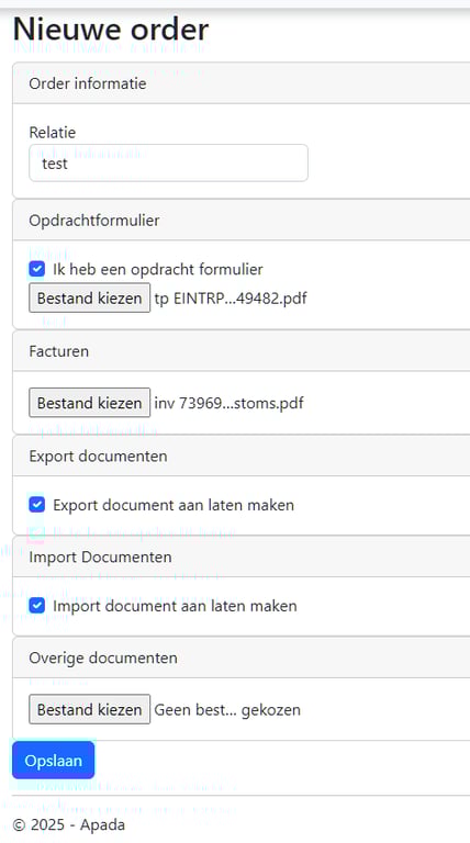 Een nieuwe order aanmaken in de portal