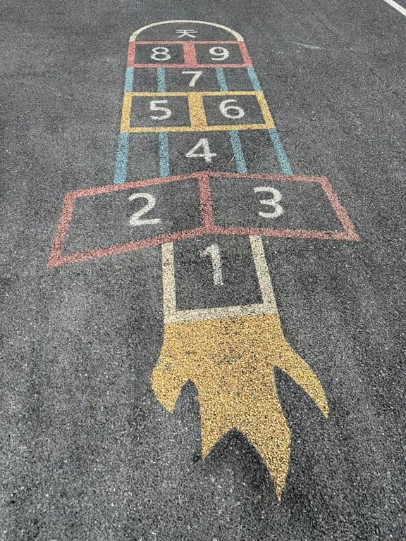 Hopscotch with character 天 at the 10’s place