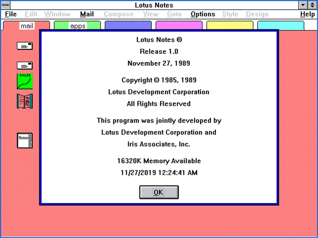 Lotus Notes 1.0 (Screenshot: Mat Newman)