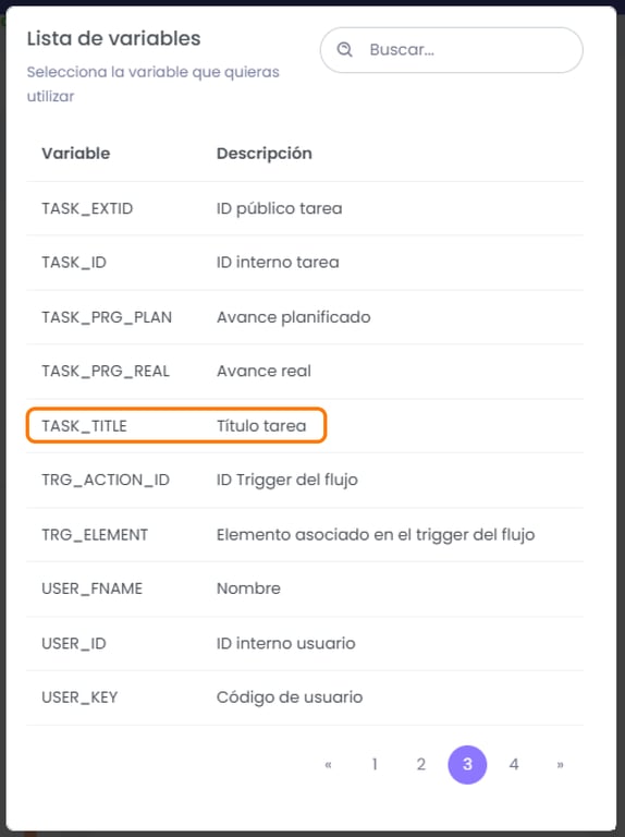Listado de variables que se pueden referenciar se acceden con el símbolo: @.