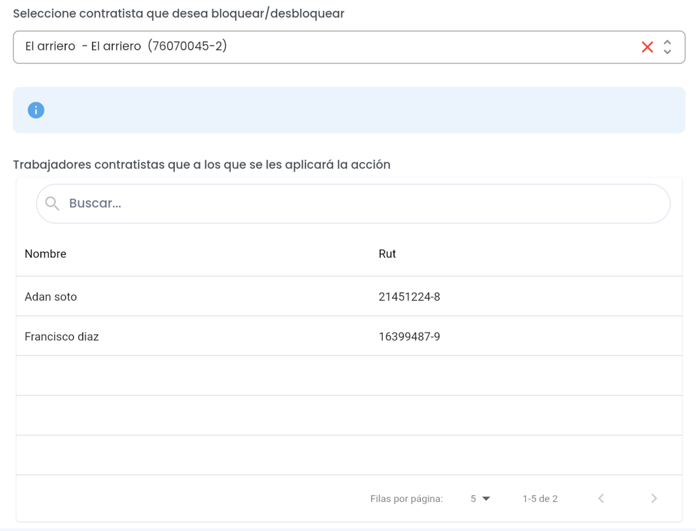Tabla de visualización en el formulario
