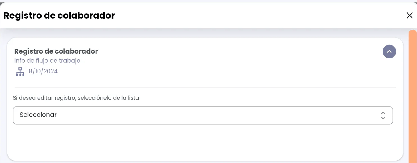 Header de formulario con selección de actor