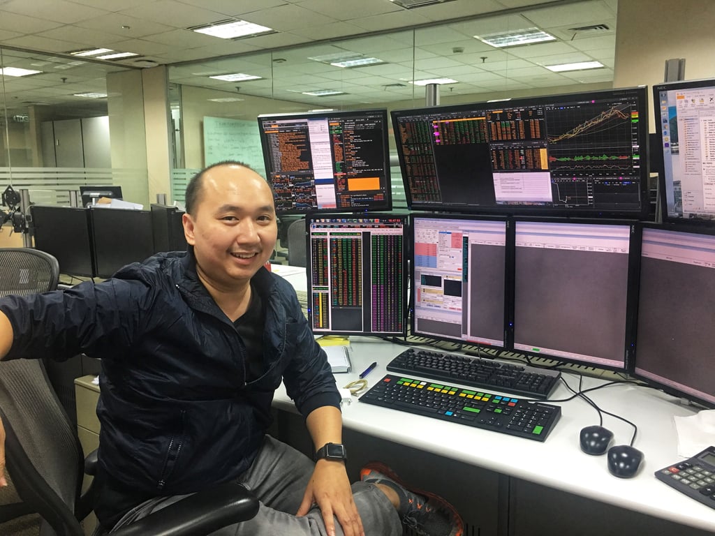 Me at my trading desk in Credit Suisse, 2018