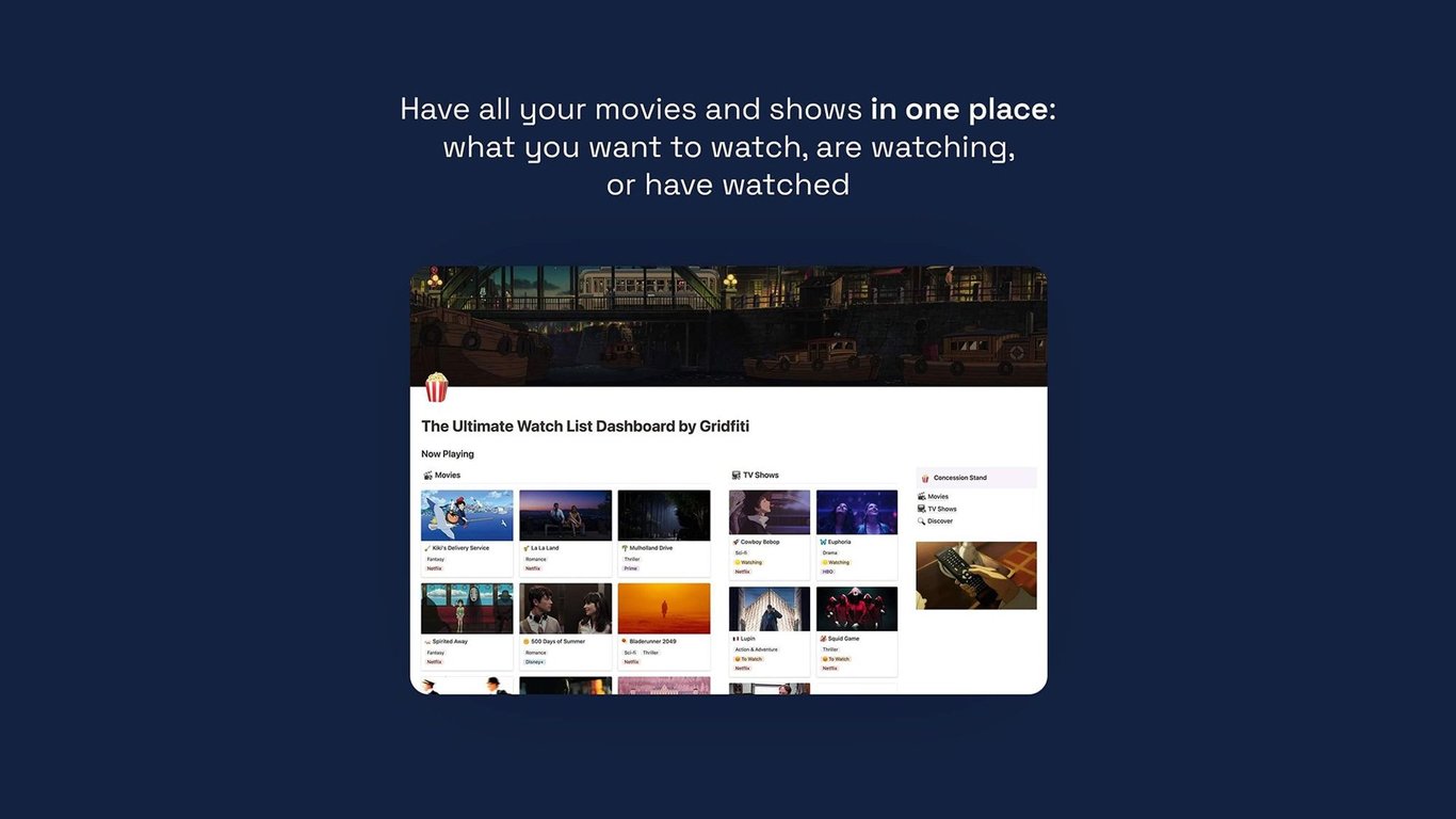 Ultimate Watch List Dashboard for Notion (Movies & TV Shows)