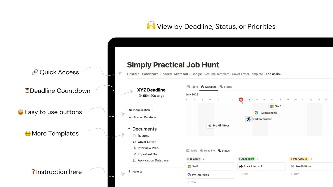 Simply Practical Job Application Tracker Notion Template