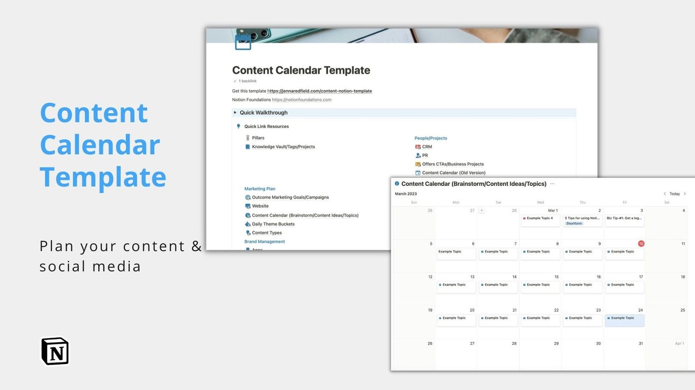 Content Calendar & Social Media Notion Template