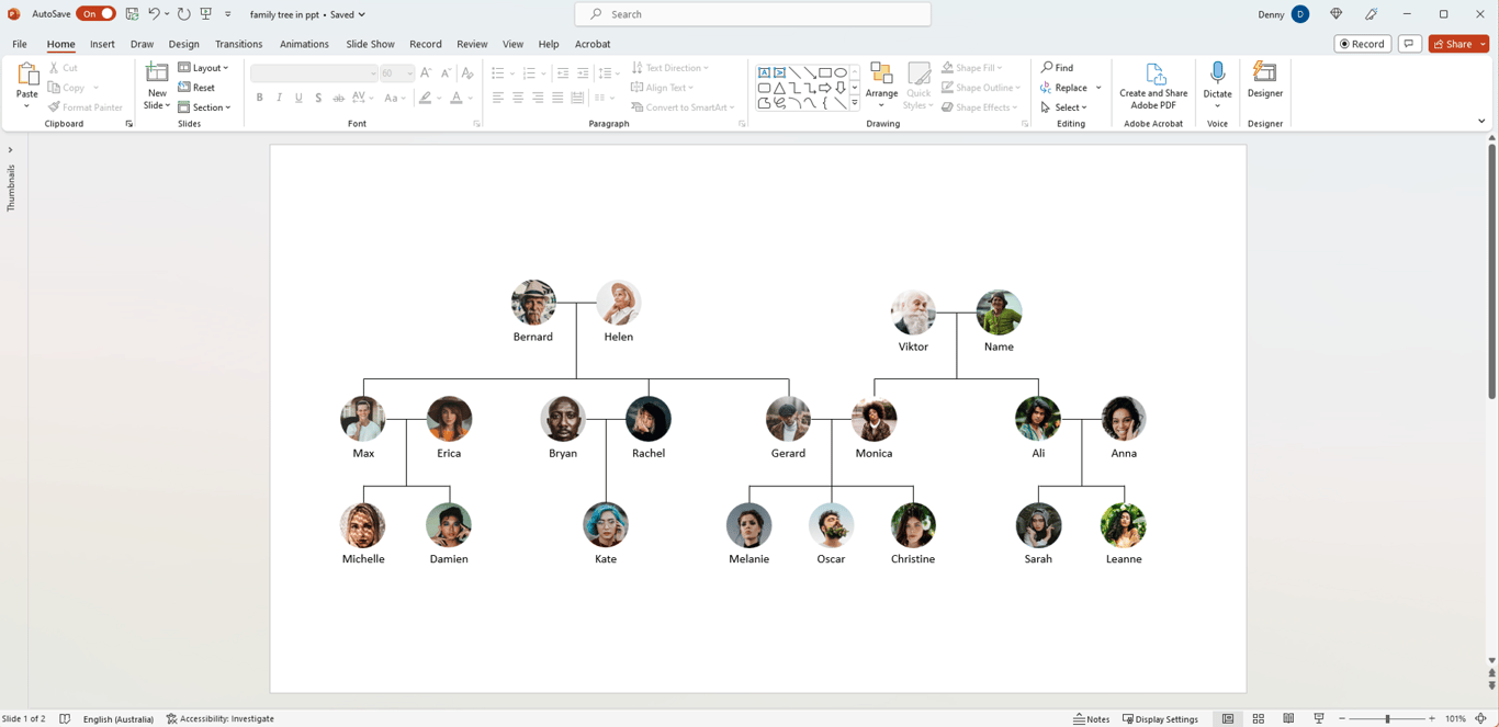 How to make a family tree in MS PowerPoint