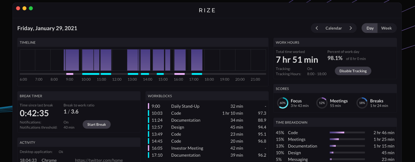 Rize: Tu herramienta inteligente de seguimiento del tiempo