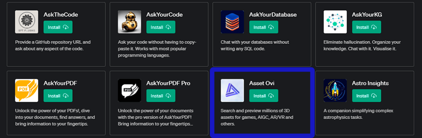 Plugin Asset Ovi: Tu biblioteca de activos 3D en ChatGPT