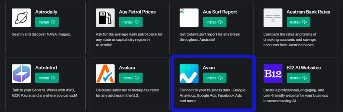 Plugin Avian para ChatGPT: Análisis de datos de negocio