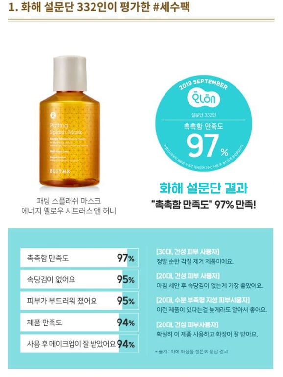 블라이드 자사몰 구매 상세페이지 화해 설문단 활용 예시
