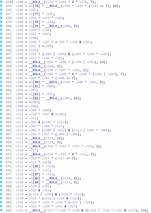 long chunks of operations hint that it’s Serpent