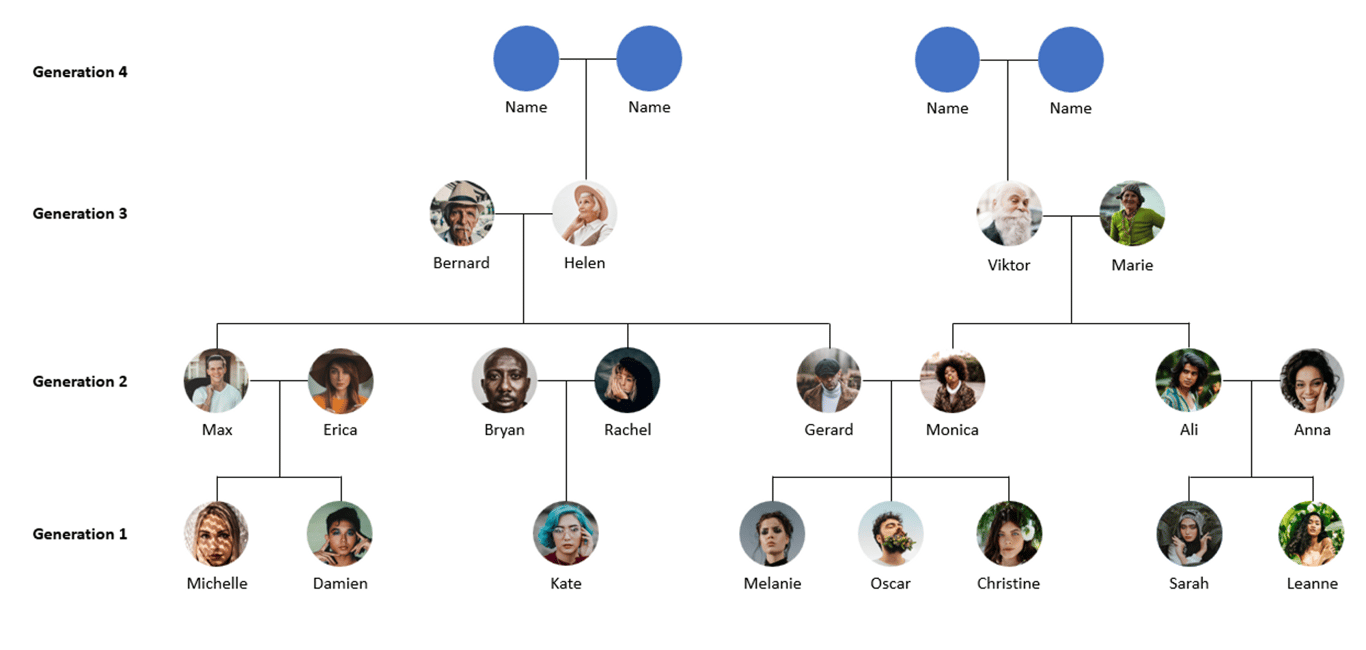 Make a three generation family tree
