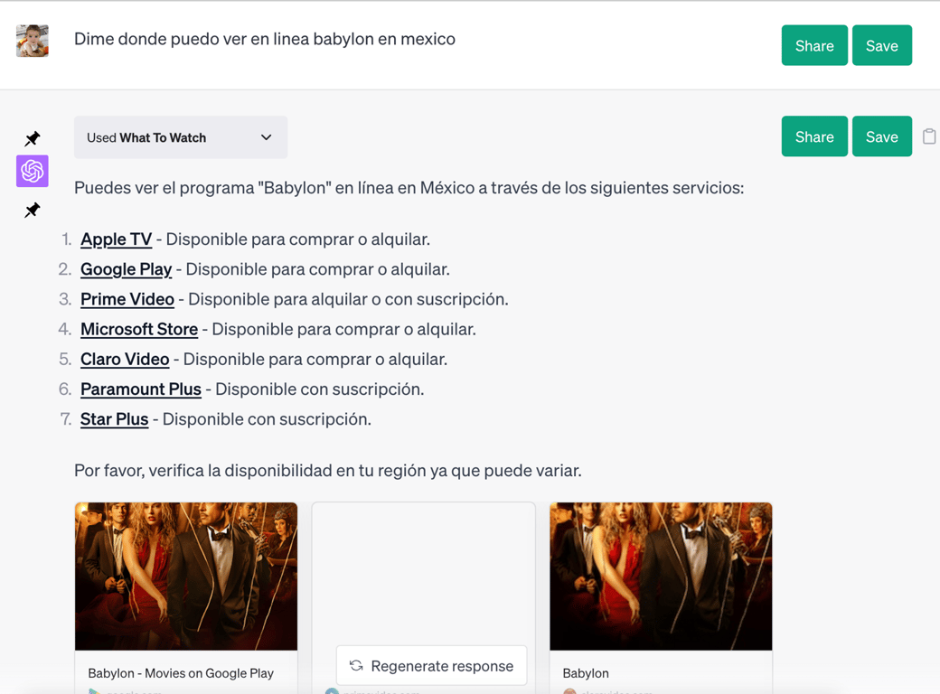 Recomendaciones real mía de What to Watch de ChatGPT en México