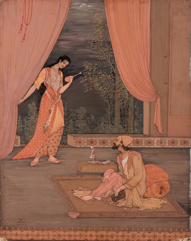 Xayyām ud mayyār | Khayyam and cupbearer | خیام و ساقی
nigārag az Hoseyn Behzād | Painting by Hossein Behzad | نگاره از حسین بهزاد