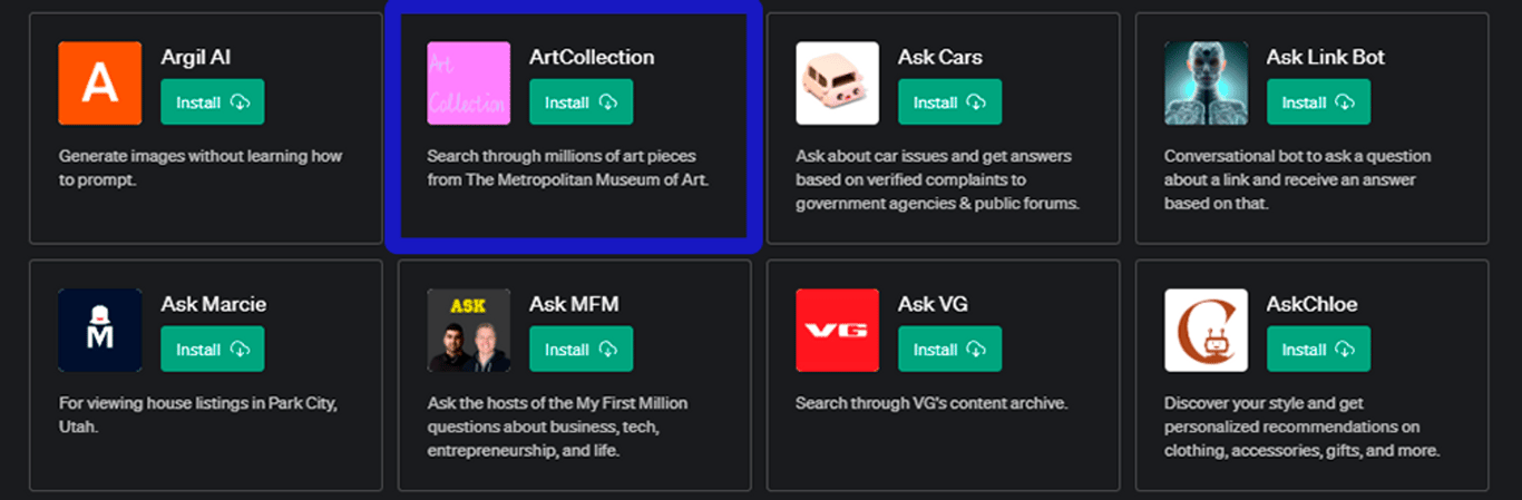 Plugin ArtCollection para ChatGPT: Tu curador personal de arte
