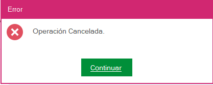 Mensaje arrojado una vez terminada la cancelación de la simulación