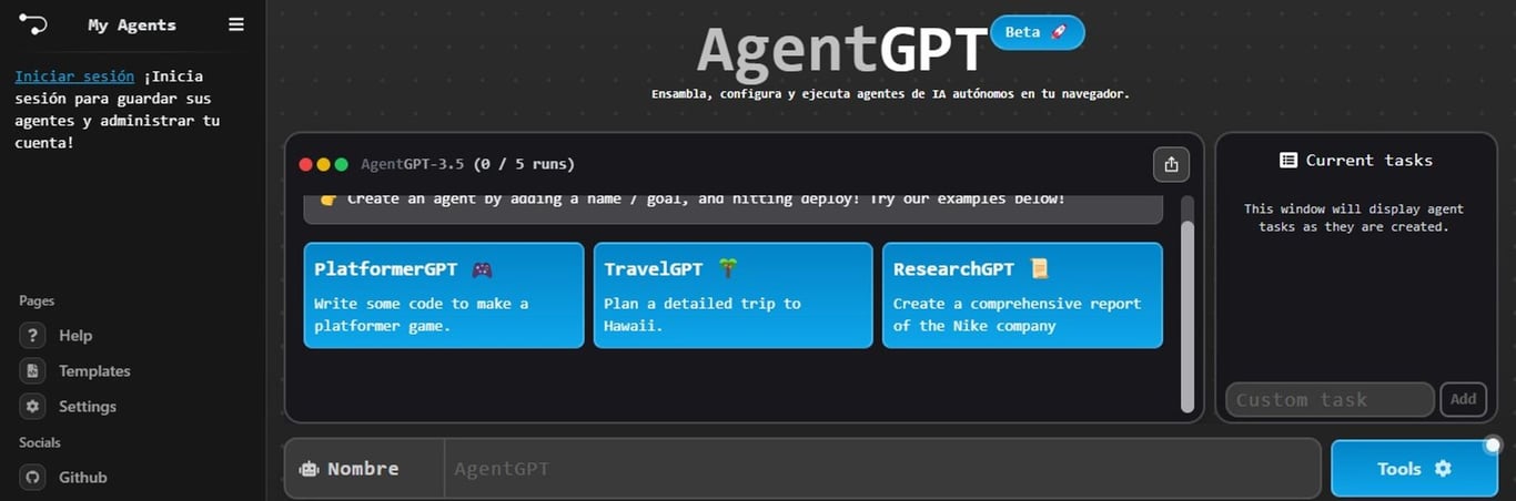 AgentGPT: Crea Agentes de IA Autónomos