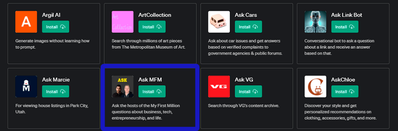 Plugin Ask MFM para ChatGPT: Tu puerta directa a los anfitriones de My First Million
