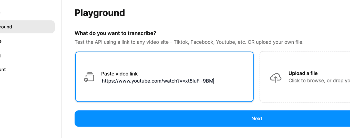 Pegando link de video en Gladia