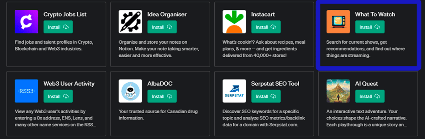 Plugin de IA 'What To Watch' para ChatGPT