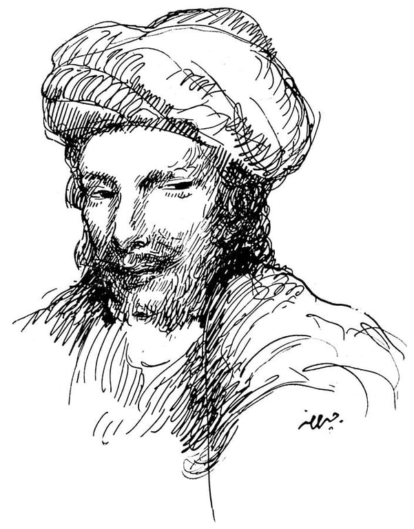 Abū-Nuwās, Drawing by Khalil Gibran, al-Funun 2, no. 1 (June 1916)