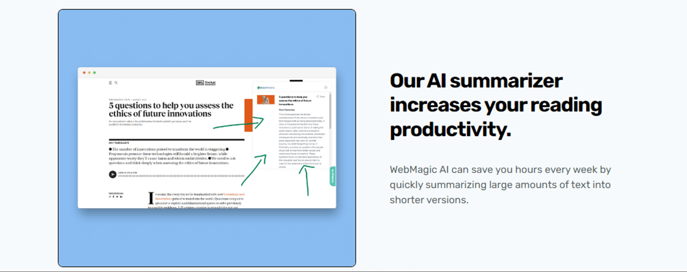 WebMagic AI: Tu aliado para resumir artículos en línea