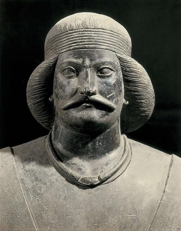 Bronze statue of a Parthian nobleman from the sanctuary at Shami in Elymais. Dated 50 BC-150 AD, Parthian School. National Museum of Iran (Inv. no. 2401)